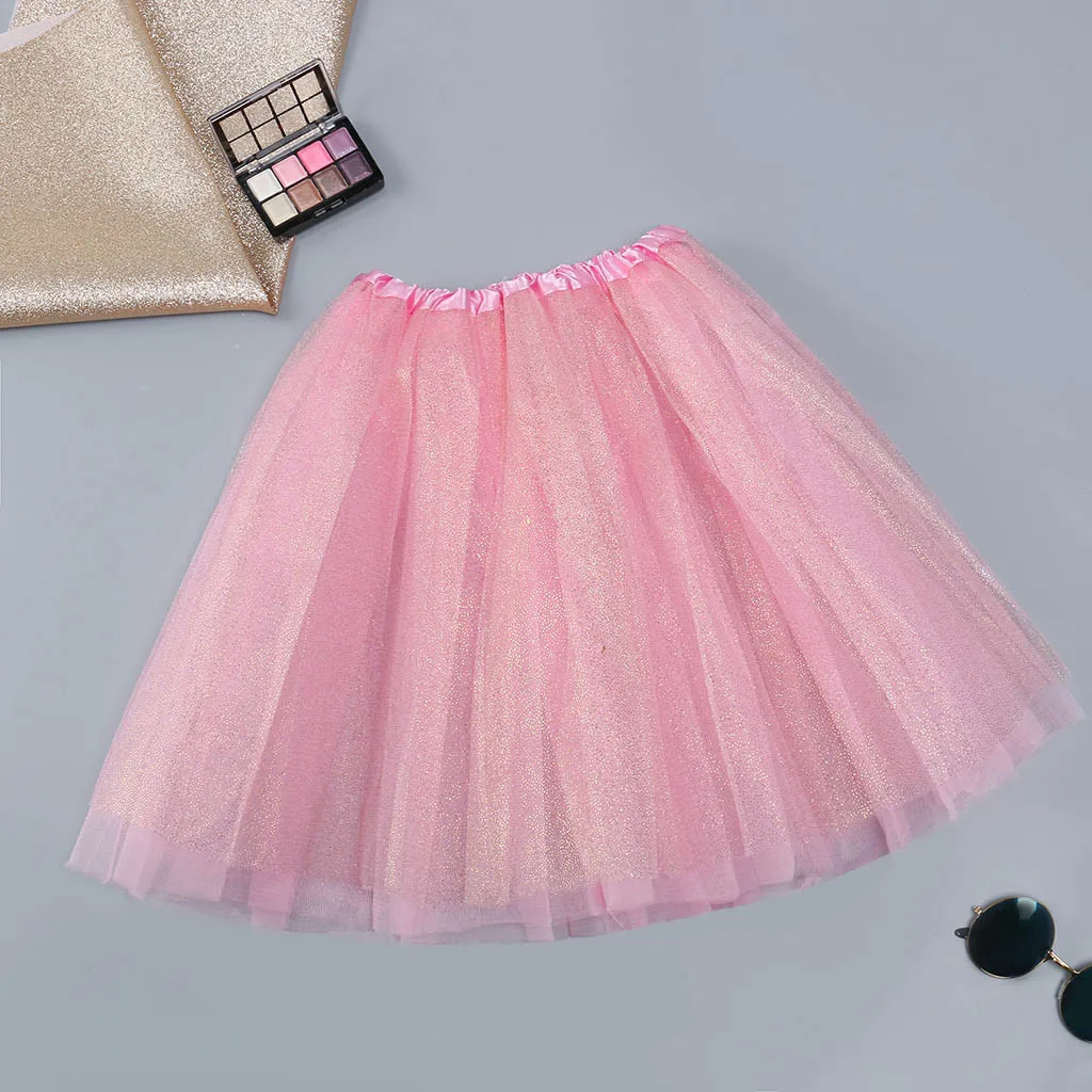 

3 Layered Short Sequin Skirt Adult Dancewear Ballet Mesh Tutu Skirts High Waist Pleated Short Pettiskirt Carnival Party Skirts