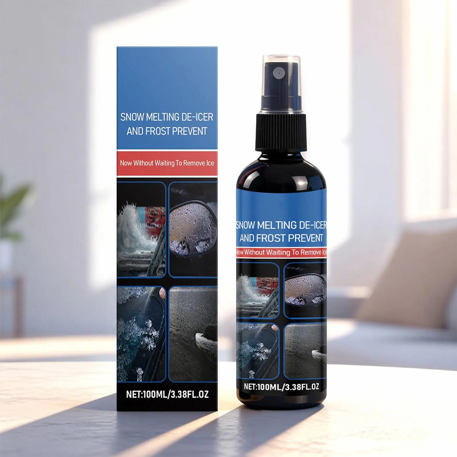 

Спрей для защиты от лобового стекла, 100 мл, быстродействующий размораживатель для удаления снега, антизапотеватель лобового стекла, спрей для удаления льда для зимних водителей