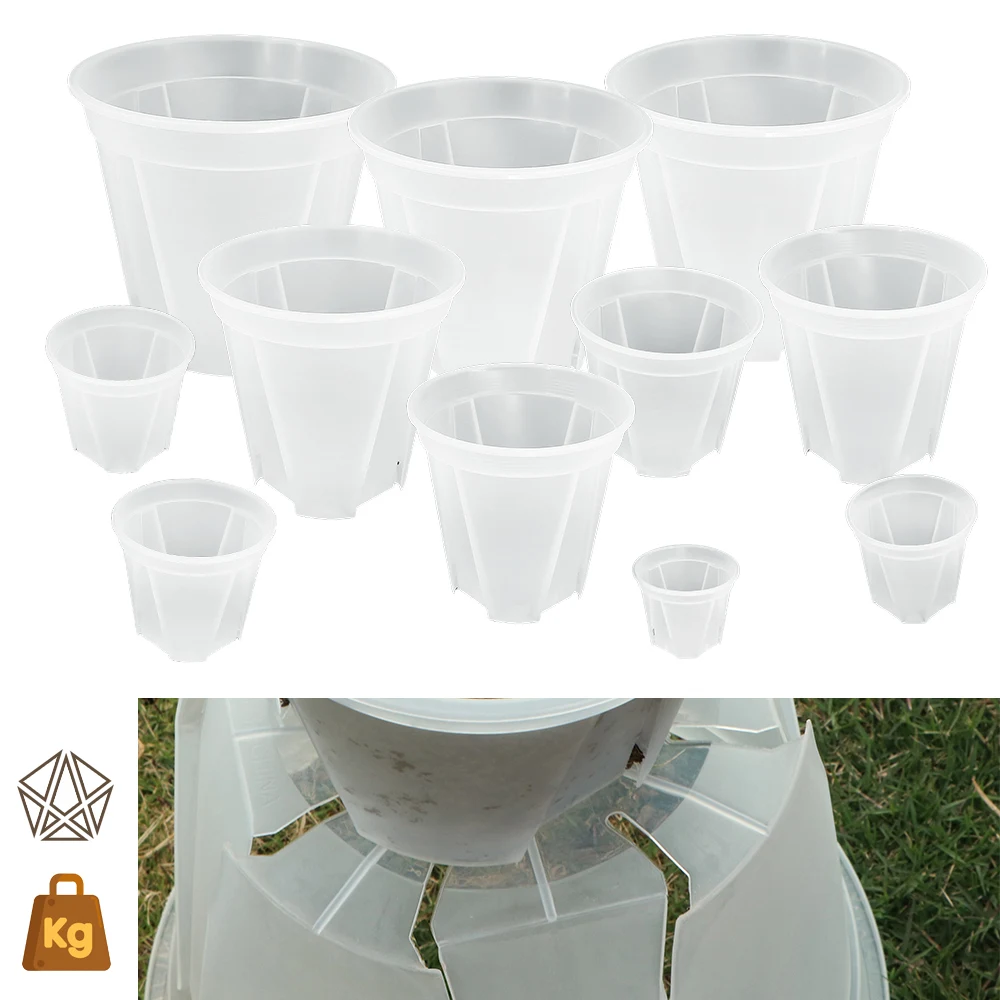 Flower Pot Plastic Clear Plant Root Control Pot Transparent Breathable Seedling Planter Nursery Garden Planting Orchid Container