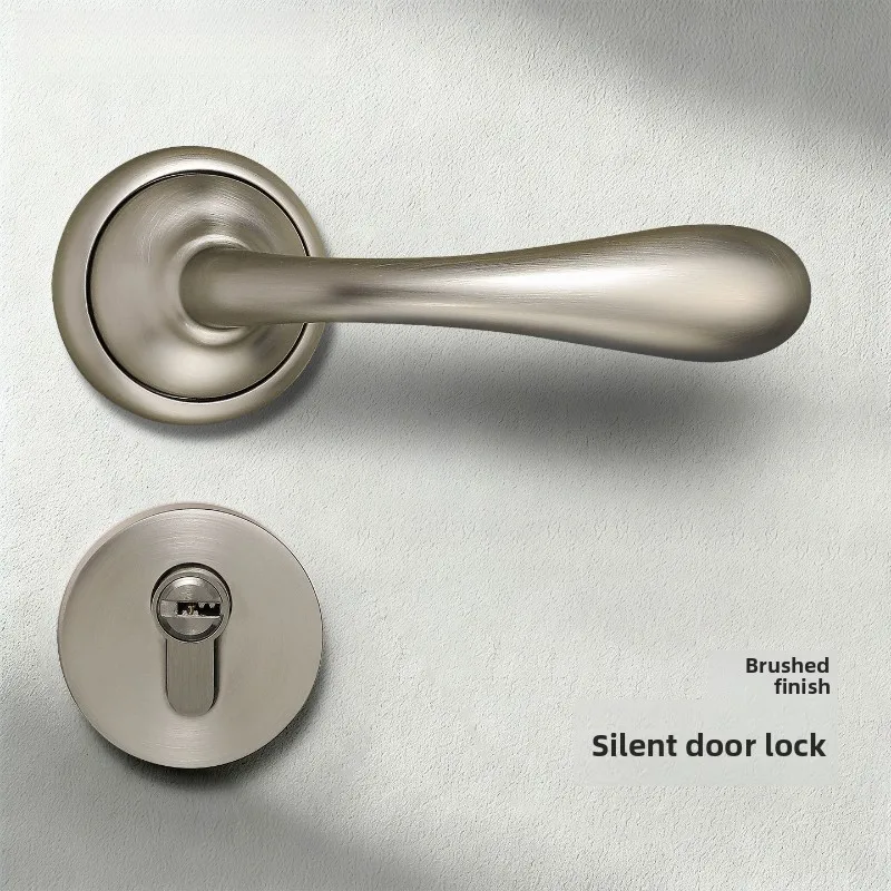 Luxury Bright‑Zinc Alloy Interior Door Lock Set Handle Hinge Stopper Bedroom Office Bathroom Gate Household Privacy