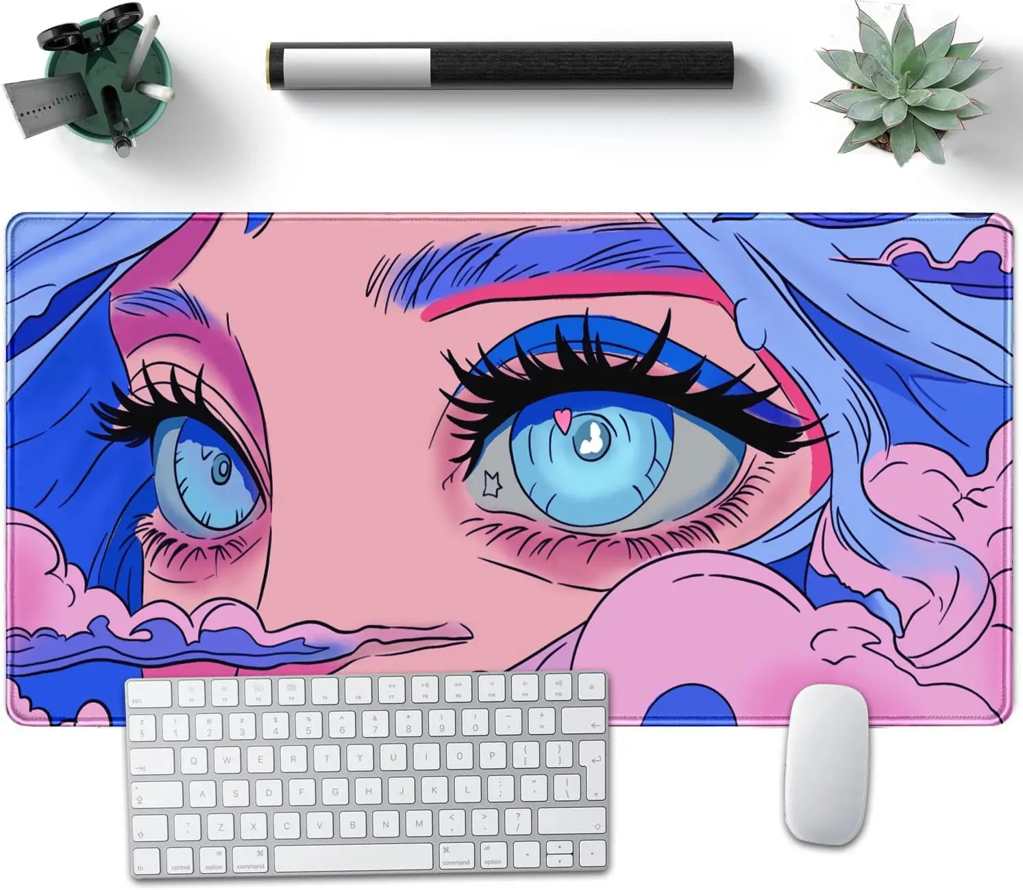 

Girl with Loving Eyes Pink Desk Mat – XXL Aesthetic Japanese Mouse Pad for Gaming, Office & Desktop Decor
