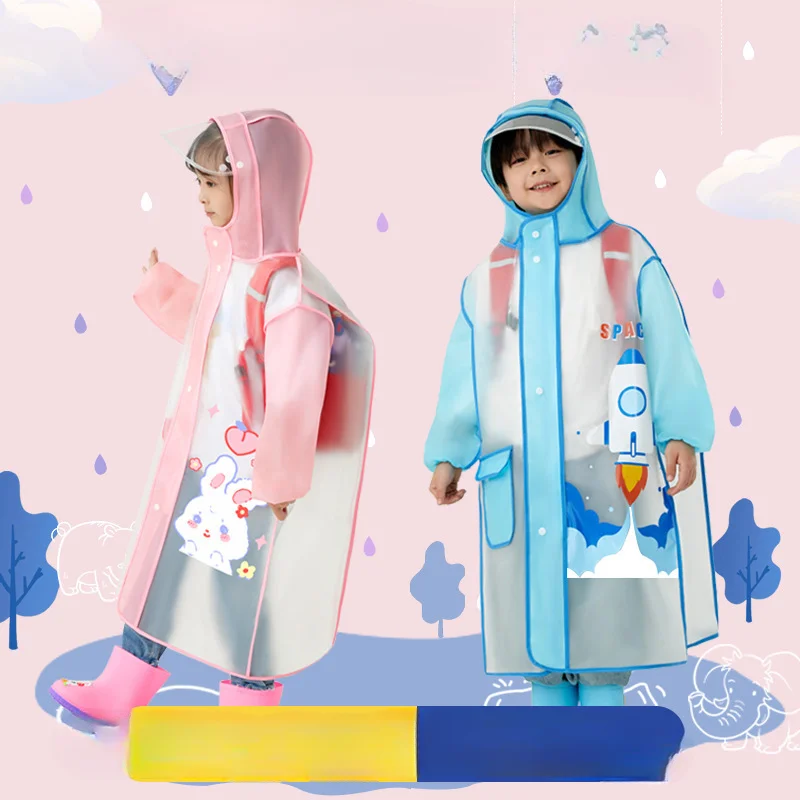 Student Raincoat Wholesale Price ChildrenRaincoat with Schoolbag  Kid Raincoat Single Full-body Elementary  Cartoon Rain Poncho