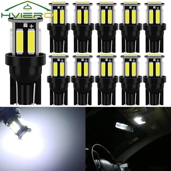 10Pcs 10Led T10 7020 SMD 자동 LED 168 194 웨지 교체 역방향 계기판 램프 흰색 전구 통관 전구