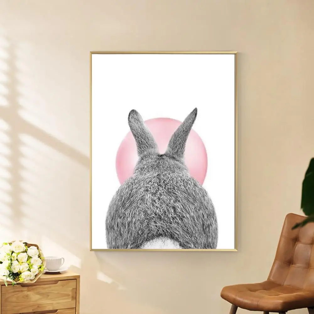 Rabbit Bubble Gum Art Poster Anime Posters Sticky Whitepaper Sticker DIY Room Bar Cafe Kawaii Room Decor