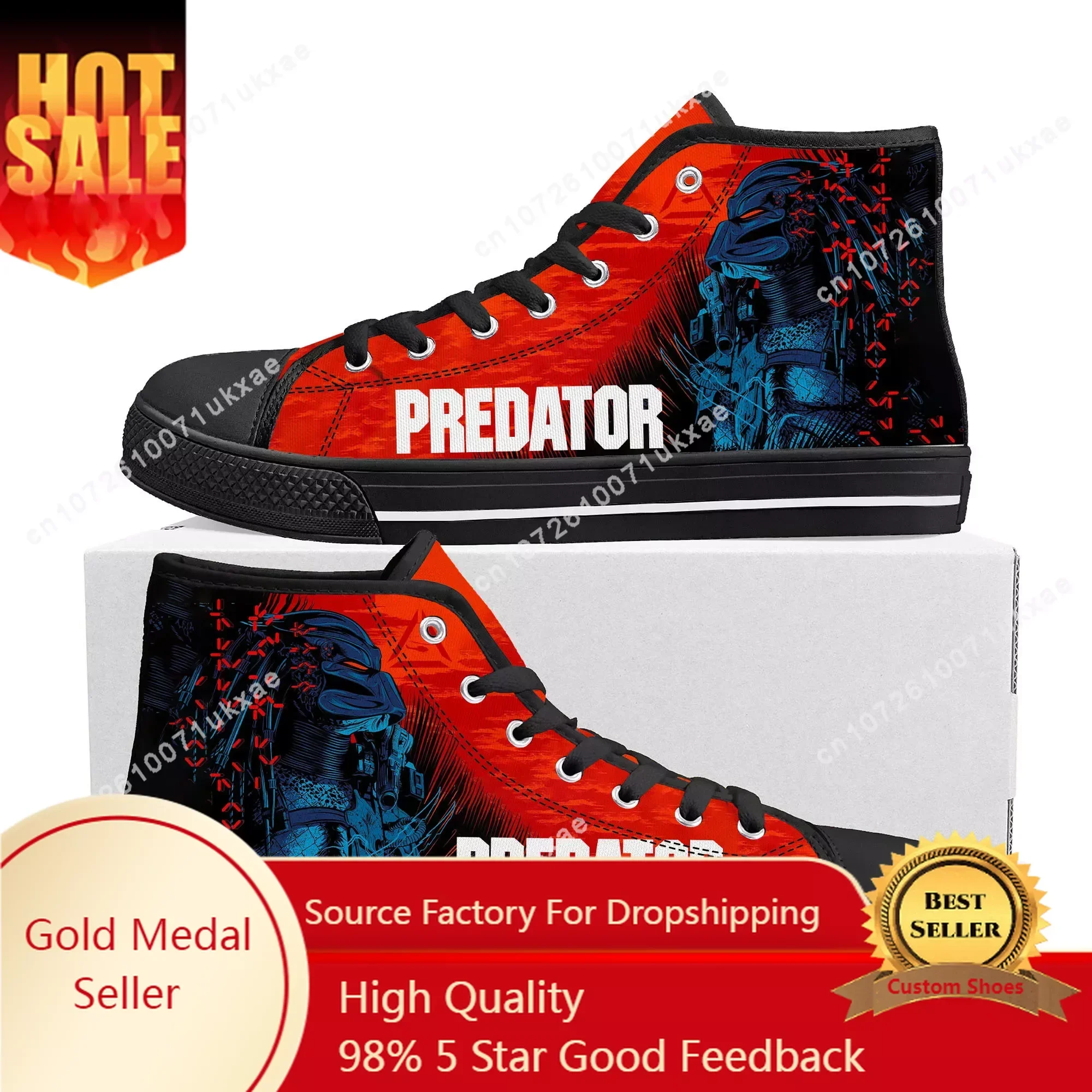 The Predator Alien Movie High Top High Quality Sneakers Mens Womens Teenager Canvas Sneaker Casual Shoes Customize DIY Shoe