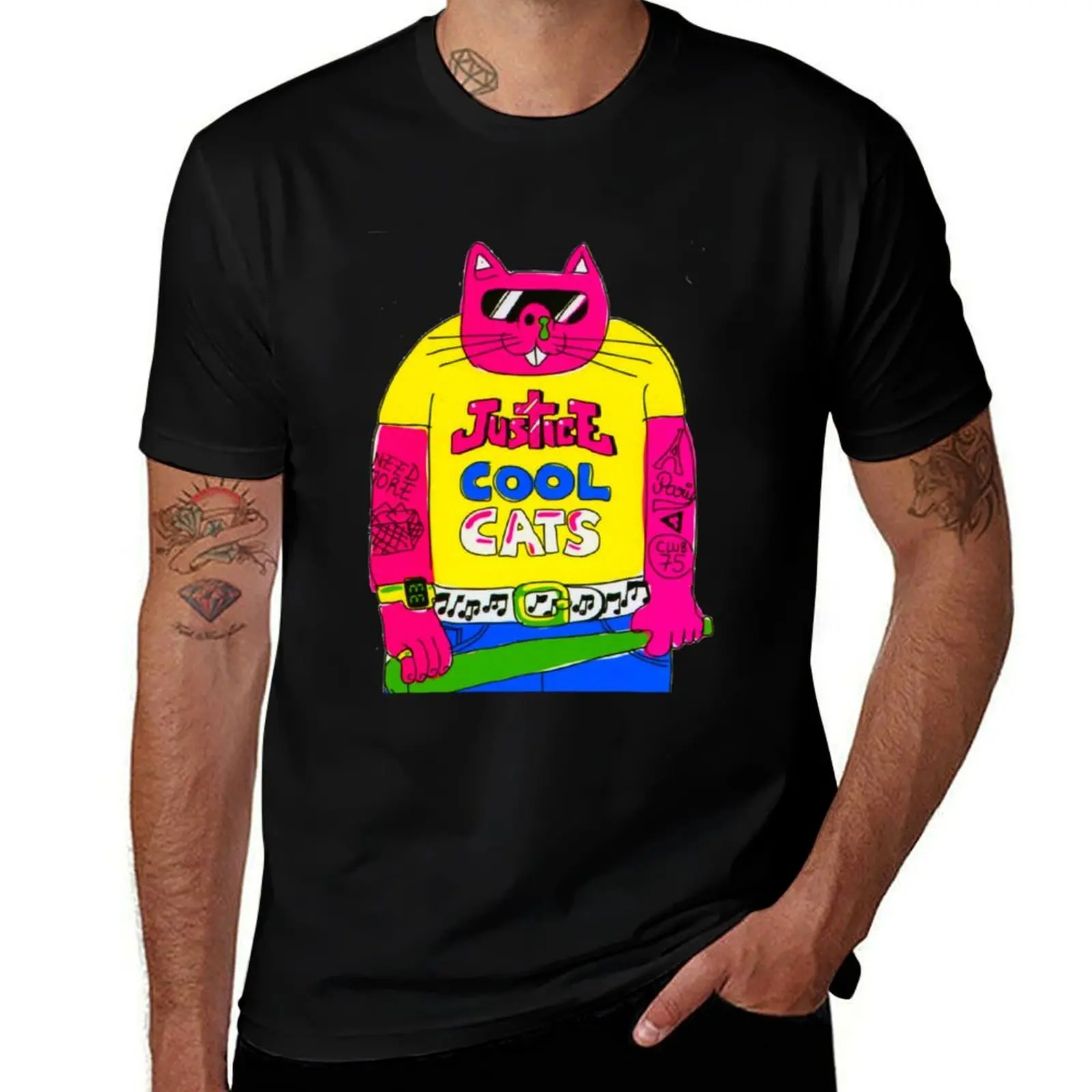 Cool Cats - T-shirt jaune Justice Cat, T-shirt de sport basique anti-humidité