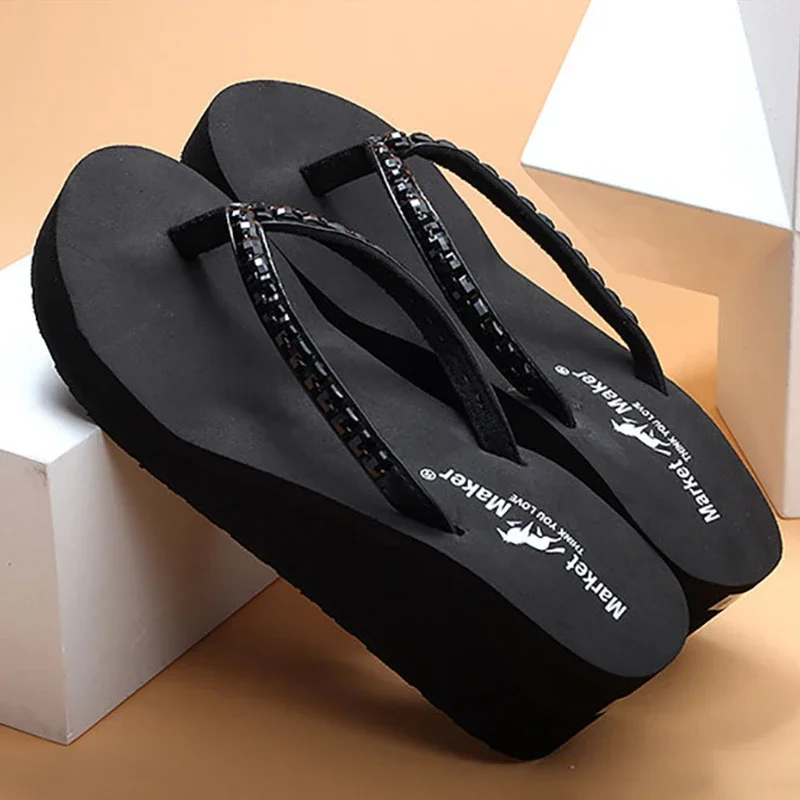 Fashion Slippers Women Platform Sandals High Heels Sandals Summer Women Shoes Beach Flip Flops Solid Slides 2024 Slippers Women