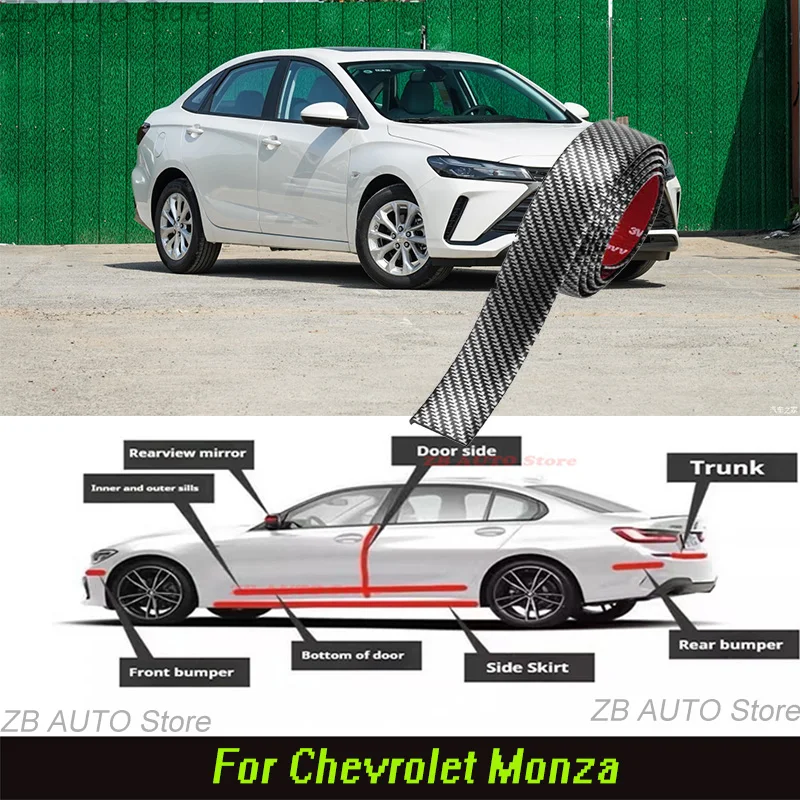 For Chevrolet Monza Strong adhesive bumper strip, front and rear lip side skirts, collision and scratch resistant, suitable