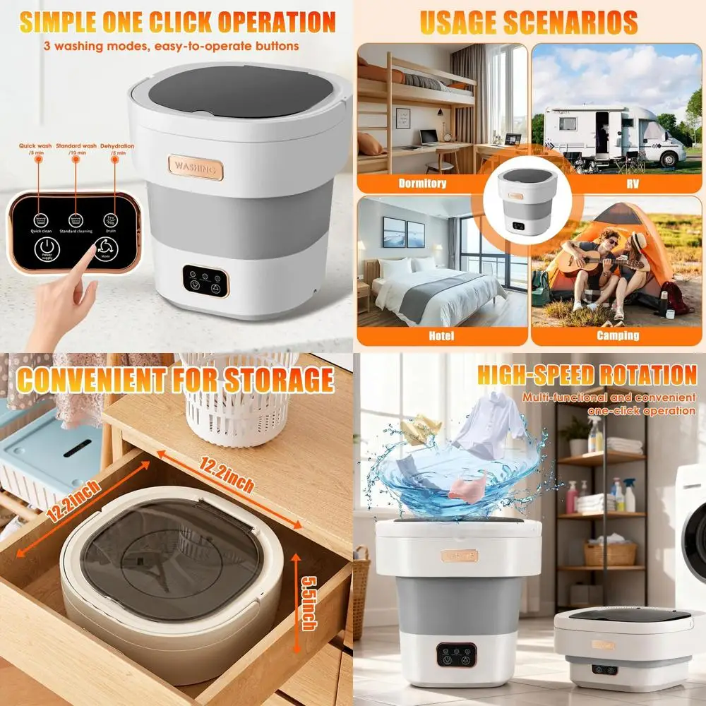 

Compact 16L Mini Washer with Spin Basket for Deep Cleaning Small Clothes and Delicate Fabrics