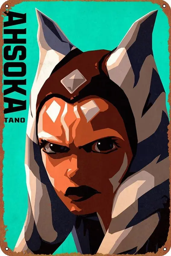 Ahsoka Tano Poster Vintage Cute Metal Sign Gift Retro Novelty Cafe Store Garage Tin Signs8x12 Inch