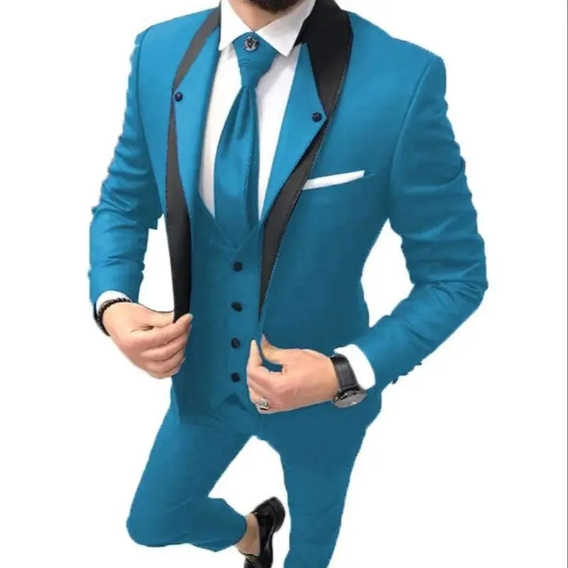 New Style Men Suits 3 Pieces Fashion Slim Fit Blazer Vest Pants Set Formal Business Wedding Tuxedos for Men Casual Clothing