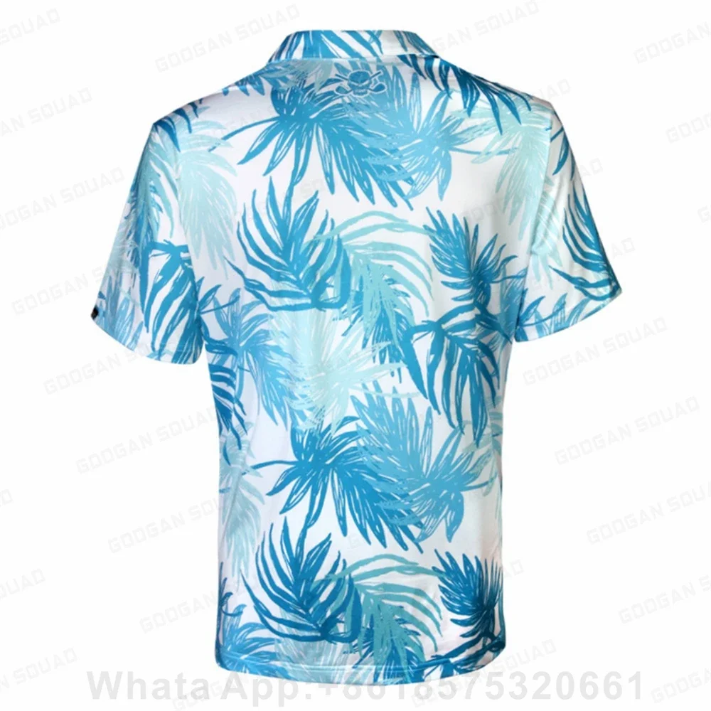 2023 Summer Men Golf Wear Floral Casual Print Fashion Polo Clothing Short Sleeve T-shirt Golf Course Sports Clothing Football