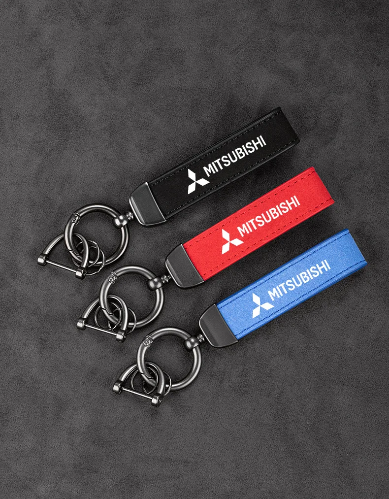 Suede Leather Car Styling Keychain 360 Degree Keyring Gift For Mitsubishi Ralliart Lancer EX Outlander ASX Competition Outlander