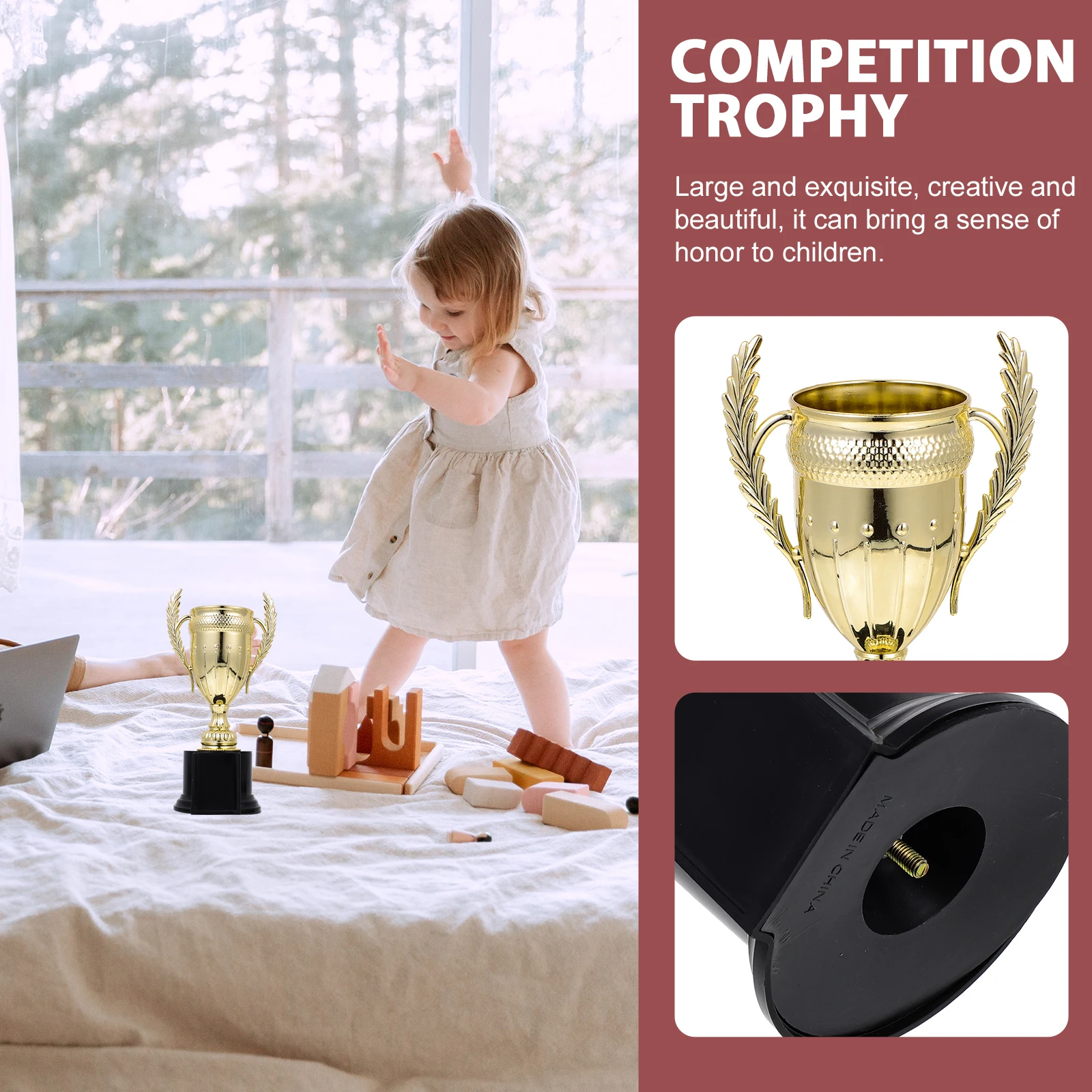 

Large Universal Children'S Trophy Pvc Durable Award Cup For Sports Competition Contest Reward Decorative Golden Kids Trophy Cup