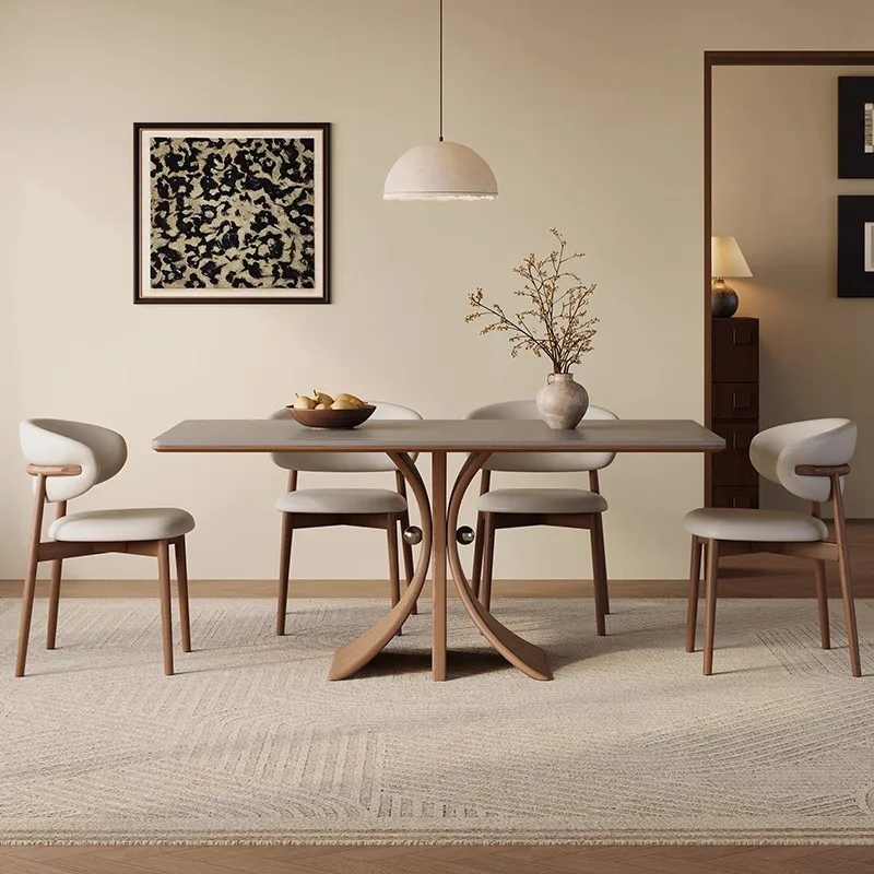 

Японский стиль ваби-саби, твердая древесина, каменная плита, обеденные столы, современный прямоугольный обеденный стол, дизайнерская мебель для дома Mesas FYDT