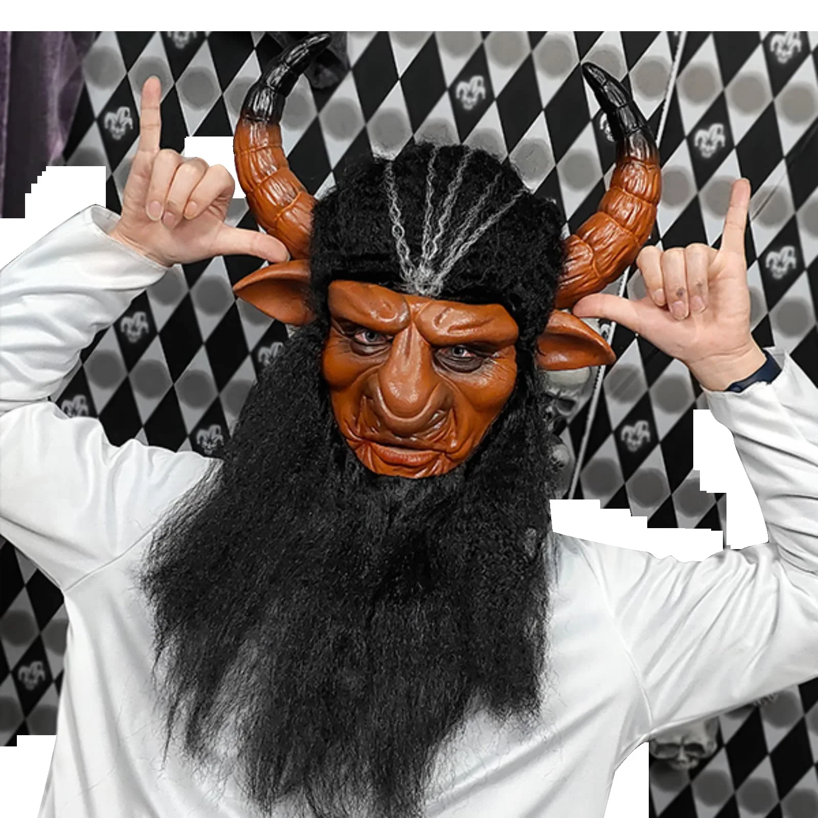 Halloween-Maske Bullendämon-König Ochsenhorn Latex-Masken Realistische Gruselige Pelzige Kostüme für Erwachsene – Detail 2