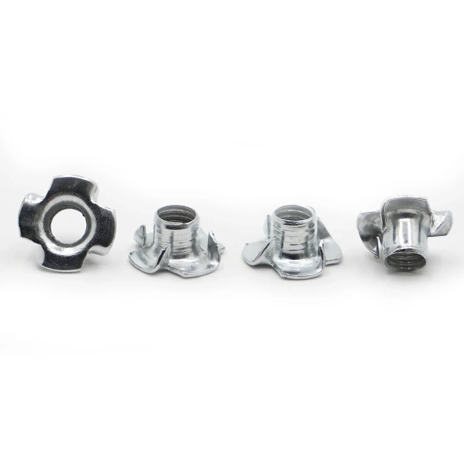 10/20PCS Zinc Plated Carbon Steel Four Claws Prongs Knock In Wood Captive Nut Insert Nut M3 M4 M5 M6 M8 M10