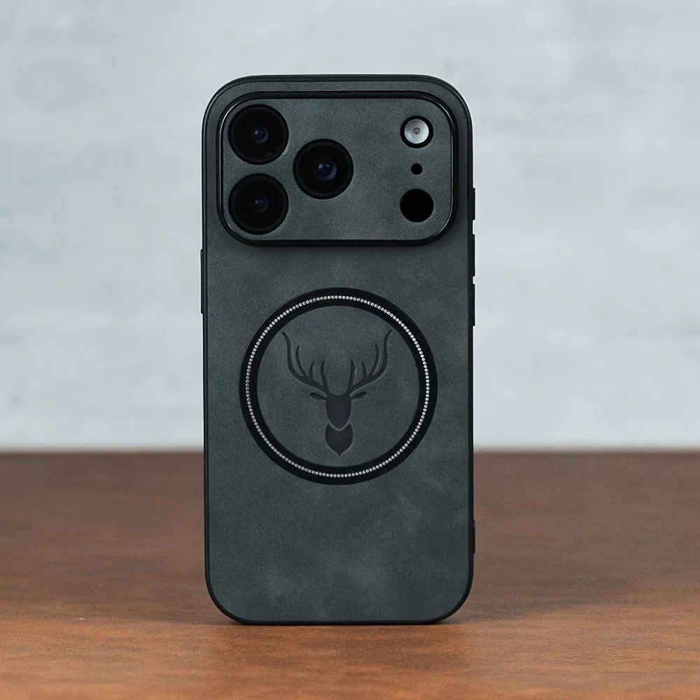 حافظة هاتف جلدية بنمط رأس غزال مغناطيسي لهاتف آيفون 17 16 15 14 13 12 Pro Max Plus 17Pro Air لغطاء Magsafe المقاوم للصدمات #5