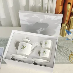 Lily Series Bone China Coffee Cup and Saucer Ceramic Afternoon Tea Household Water Cup Tea Set Cup Gift Box Espresso Cups