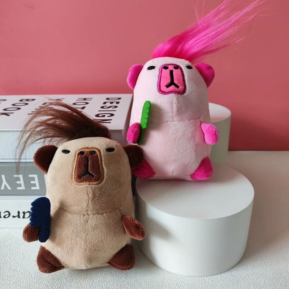 Creative Cute Stuffed Capybara Keychain Long-haired Capybara Doll Pendant Matte Texture Bag Pendant Capybara Worm Doll Pendant