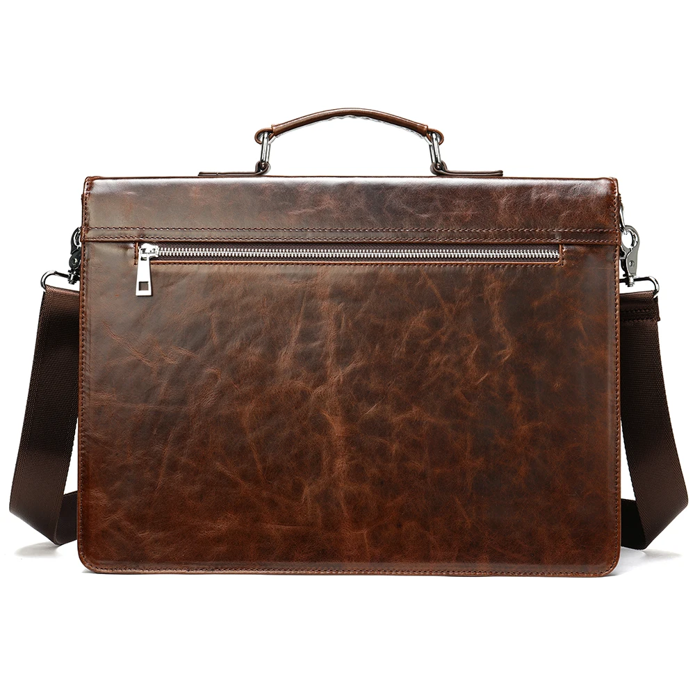 WESTAL Business Men Briefcases Men\'s Genuine Leather Bags for Document Bags for Men Laptop Bag 14 Leather Messenger Briefcases