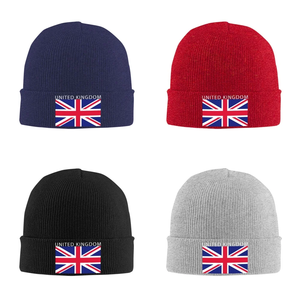 

United Kingdom Flag Unisex Knitted Hat Outdoor Warm Men Solid Color Crimping Skullies Beanie Cap Hip Hop Ski Caps