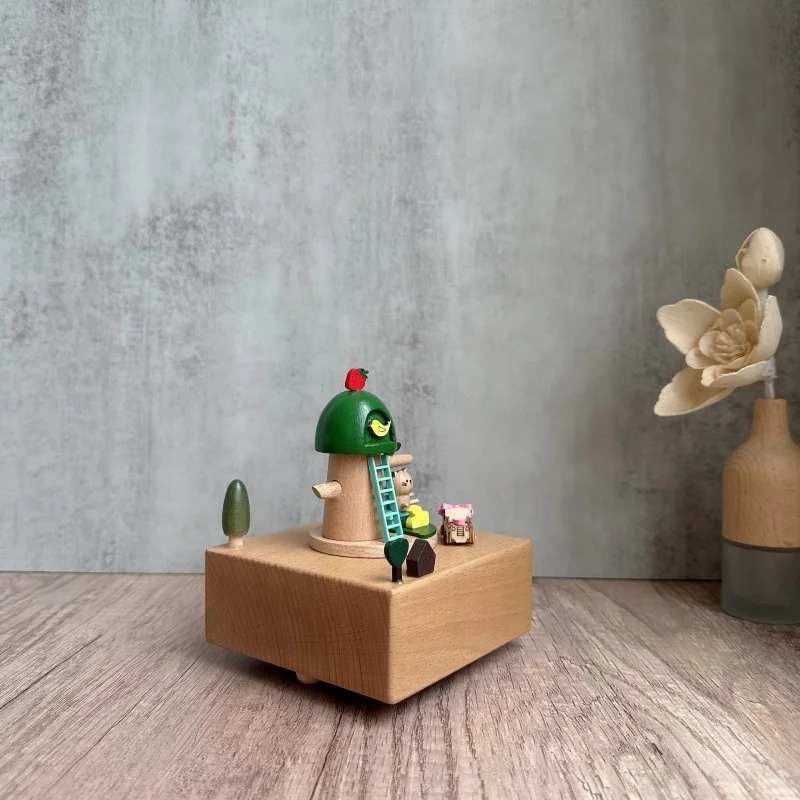 Ever Bright Kitten Beech Wooden Wind-up Cat Music Box ดีไซน์วางด้านหลังสําหรับของขวัญวันเกิดคริสต์มาสผลิตโดย Ever Bright