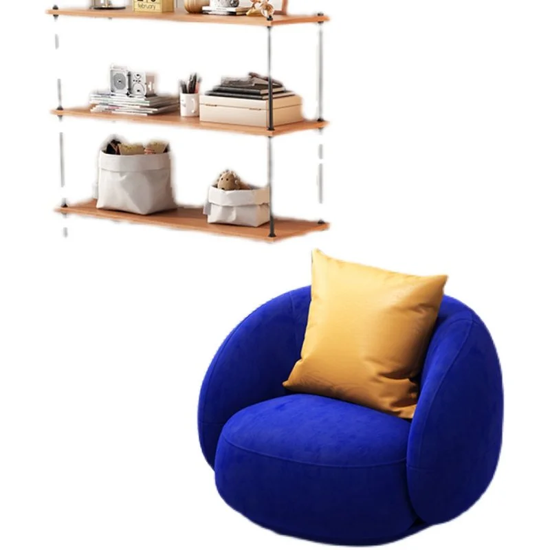 Nordic modern Klein blue fabric creative arc designer beauty salon clothing store living room three-person sofa