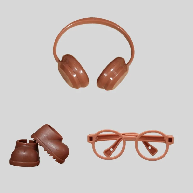 3 قطعة/المجموعة أزياء دمية صغيرة أحذية نظارات سماعة 3in1 ل labubu اكسسوارات 15 سنتيمتر/17 سنتيمتر دمية (لا دمية)