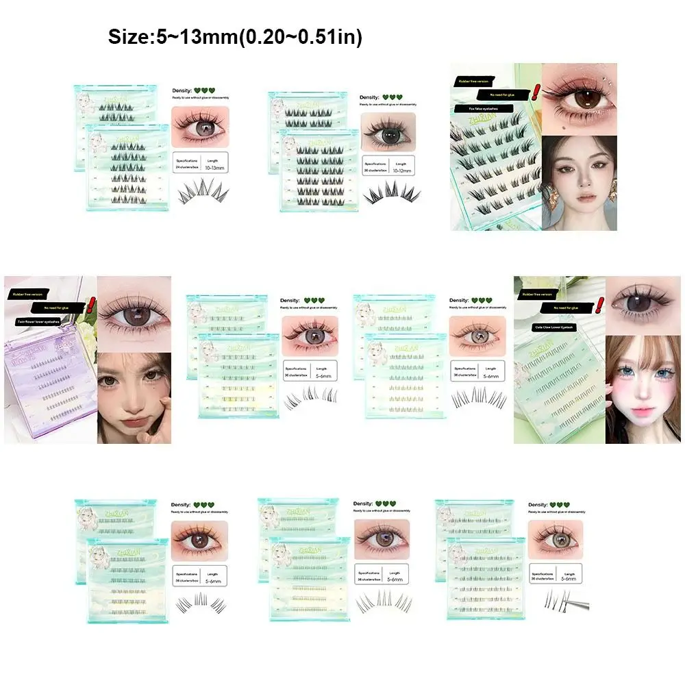 1 시트 새로운 천연 자체 접착 속눈썹 재사용 가능한 접착제 없음 개별 속눈썹 Mutistyles Soft Idol Lash Clusters