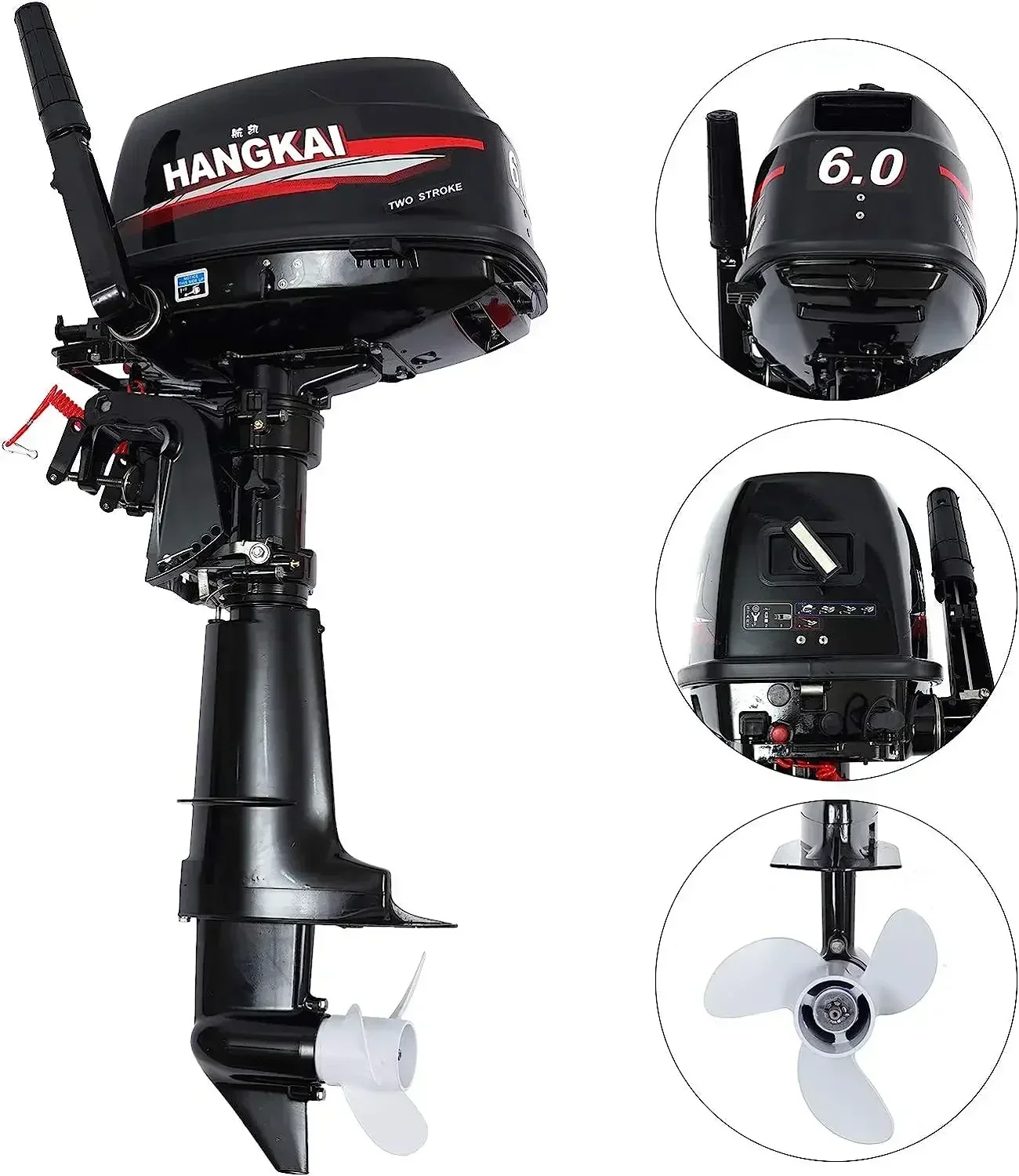 18HP 2 Stroke Outboard Motor, Fishing Boat Engine Water Cooling 246CC Heavy Duty Boat Engine Marine Engine with CDI Ignition