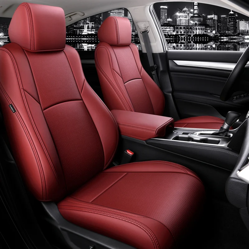 Custom Fit Car Seat Covers Accessories Full Set Middle Perforated Genuine Leather Specific For Honda Fit Accord Civic CRV 4
