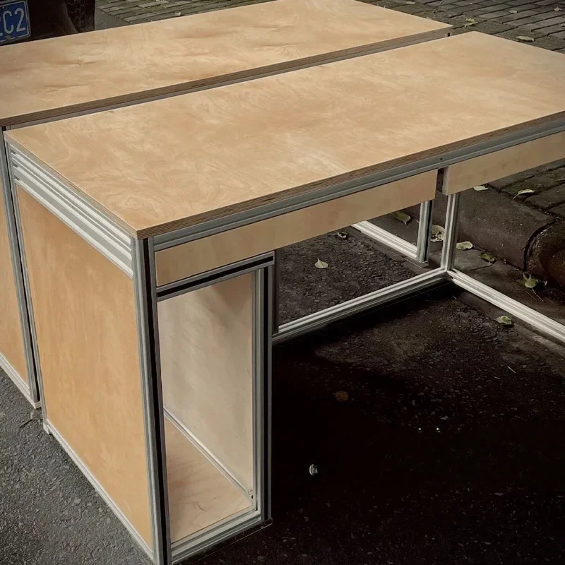 Birch aluminum profile desk household computer desk solid wood household desk