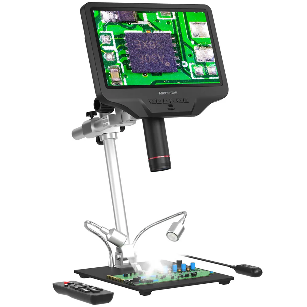 Andonstar AD409-Max met endoscoop WIFI/HDMI 10.1'' digitale microscoop voor het meten tijdens het solderen van printplaten, elektronica en telefoonreparatie.