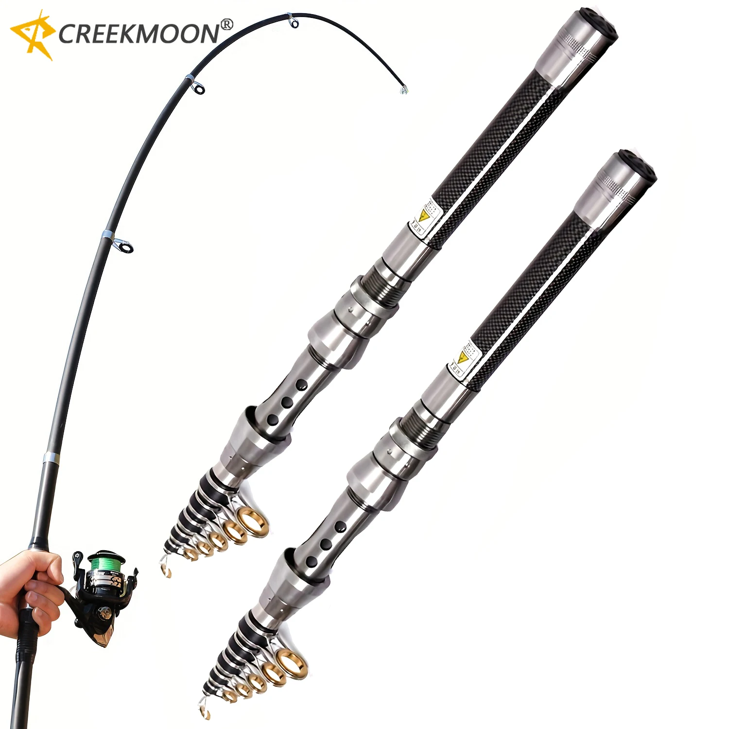 Caña de Pescar de Surfcasting con Potente Potencia de Arrastre 1.5-2.4M, Cañas de Lanzamiento para Carpa de Fibra de Carbono Dura Ultra Resistente Profesional para Pesca en Mar y Viajes