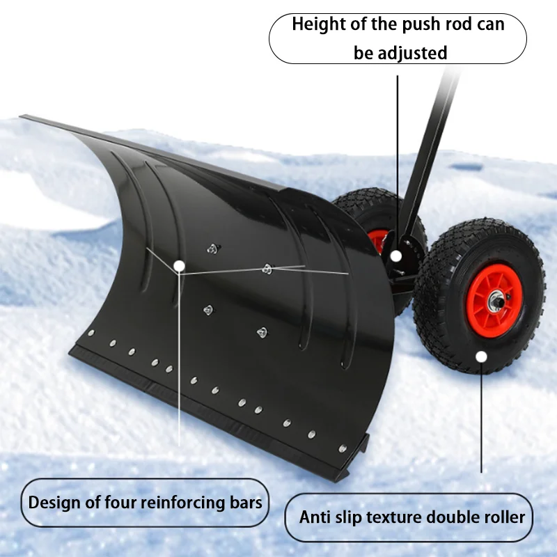 Snow Shovel with Wheels Driveway Heavy Duty Snow Pusher Snow Shovel for Driveway Snow Removal Tool for Winter Yard Sidewalk Deck