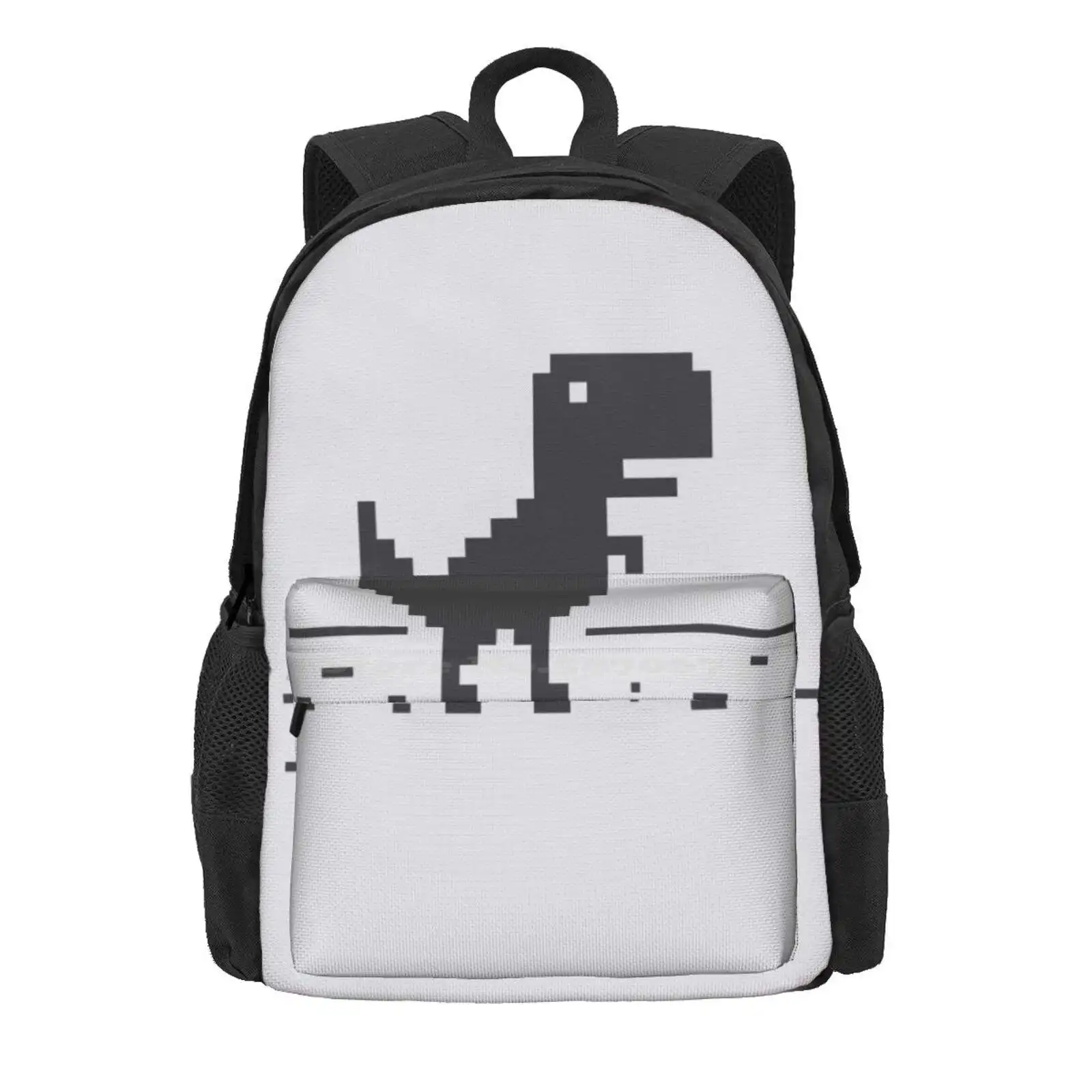 Google Chrome'S Dino Hot Sale Schoolbag Backpack Fashion Bags Browser Pixelart 1Bit 8Bit Chrome Google Dinosaur Easteregg Funny