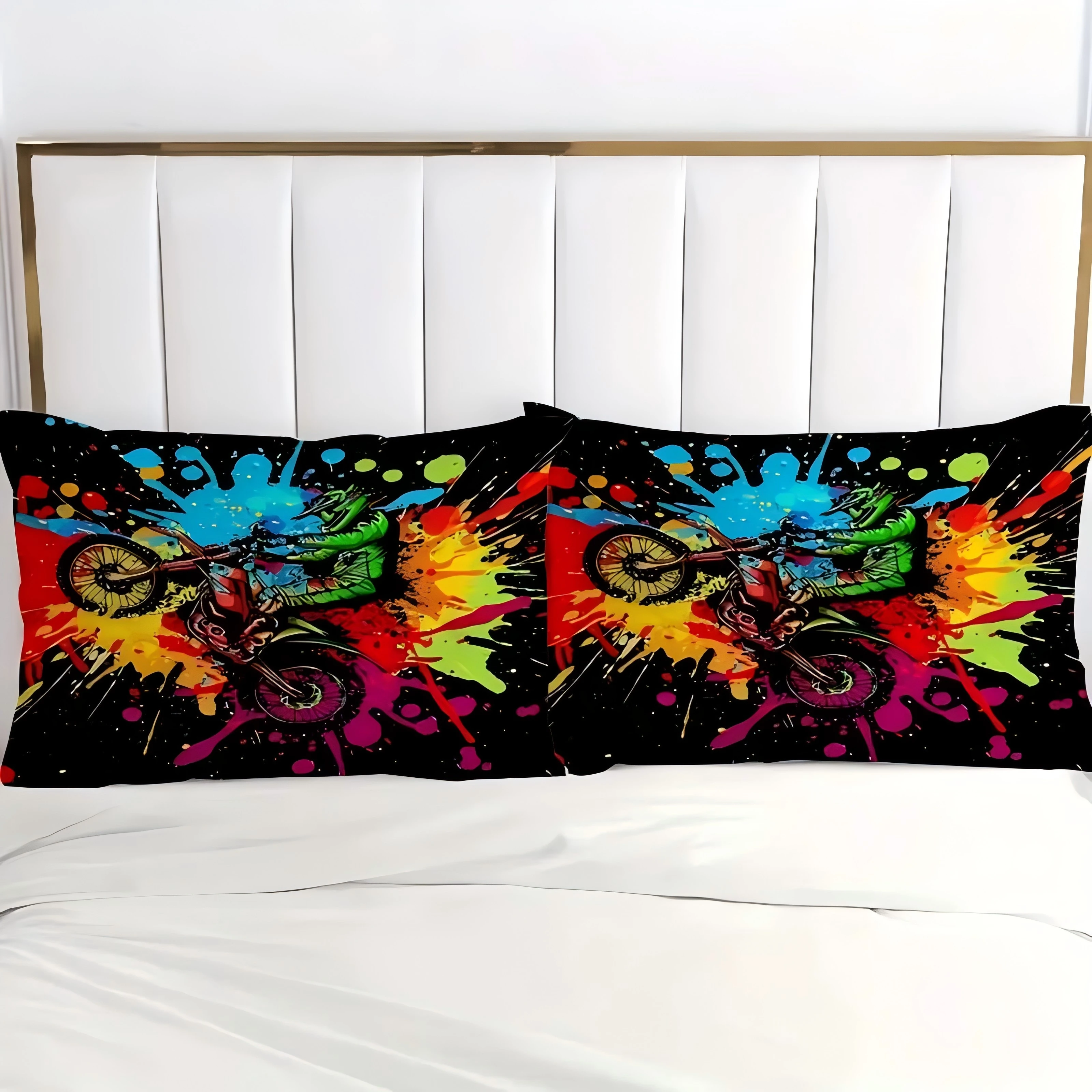المتطرفة الرياضة اللون التعادل صبغ الترابية دراجة نارية ثلاثية الأبعاد طباعة للبنين الرجال الفراش غطاء المخدة الملونة الكتابة على الجدران نمط غطاء لحاف