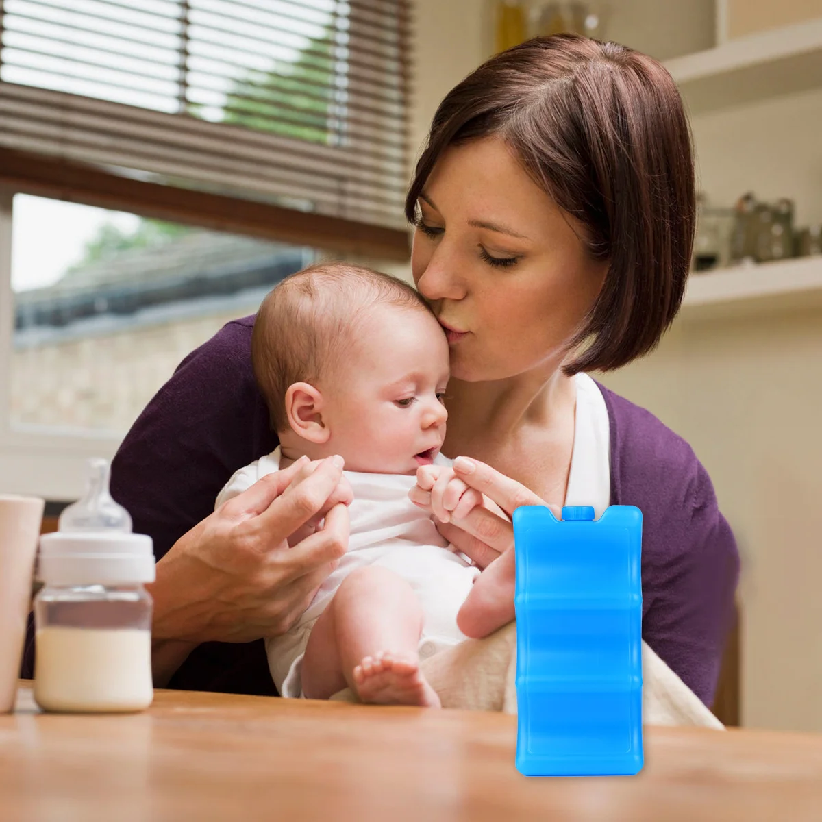 

2pcs Blue Reusable Plastic Ice Pack For Milk Fresh Keeping Food Storage Container Kitchen Ice Tool Freezing Safe