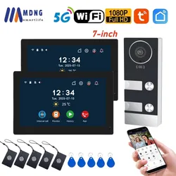 7 Inch Multifamily Wifi Video Intercom System Video Doorphone 1080P Touch Monitors Wireless Doorbell for 2,3,4 Homes Apartments