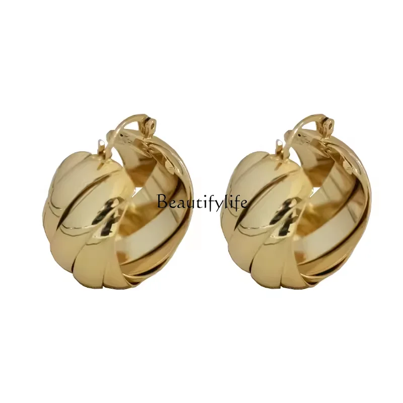 

European and American simple earrings women's high-end sense light luxury temperament versatile earrings 2024 new trend