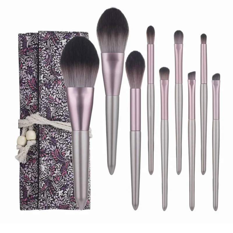 

9Grape Pudding Makeup Brush Set Portable Soft Eyeshadow Brush Tongue-shaped Powder Brush Beauty Tools