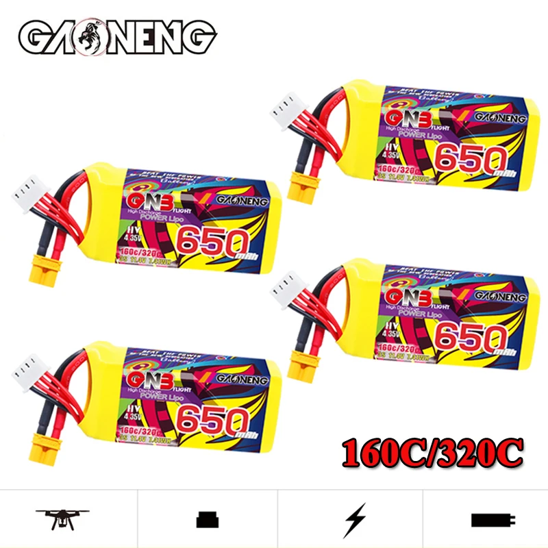 4Pcs GNB 3S 11.4V 650mAh 160C Lipo Battery With XT30 plug For FPV Racing Drone Mini Quadcopter Helicopter Airplane Parts Hobby