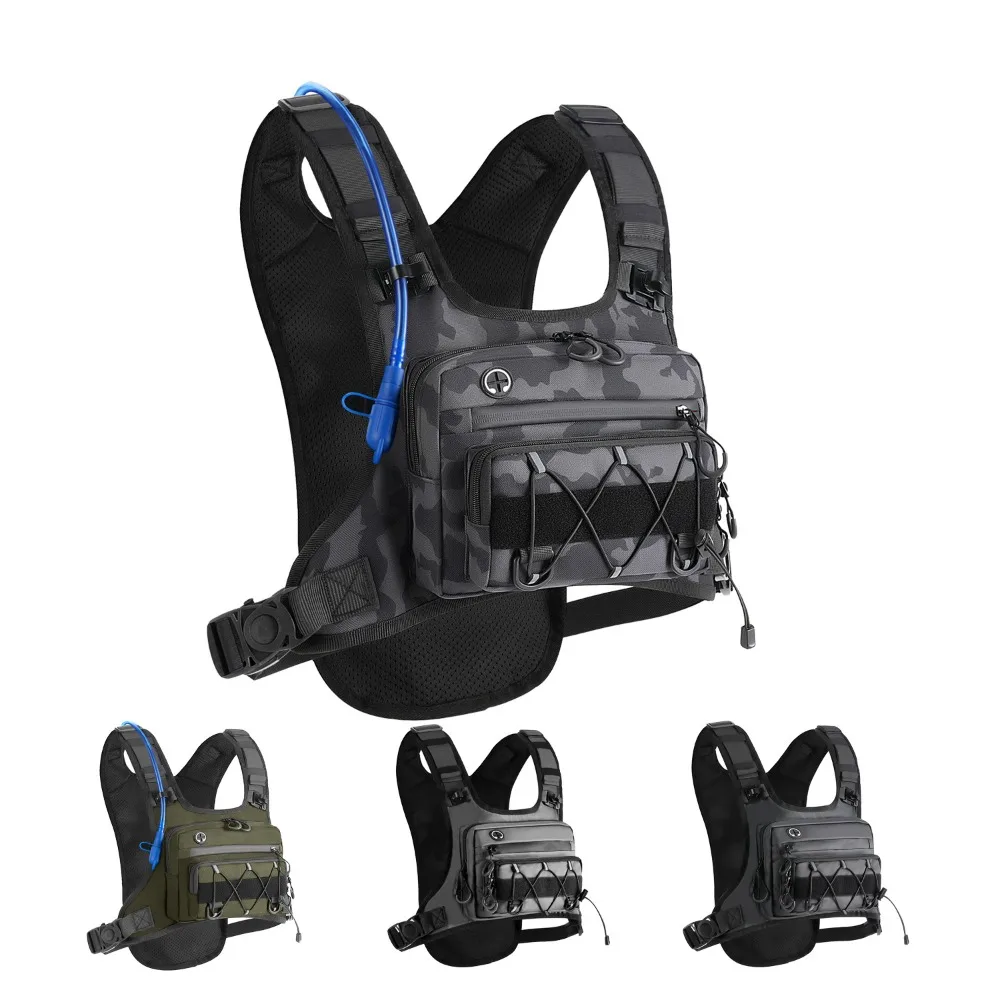 Running Hydration Vest Chest Pack, Sports Tactical Pouch Backpack for Men Women Cycling Hiking Bicycle Race Marathon Camping