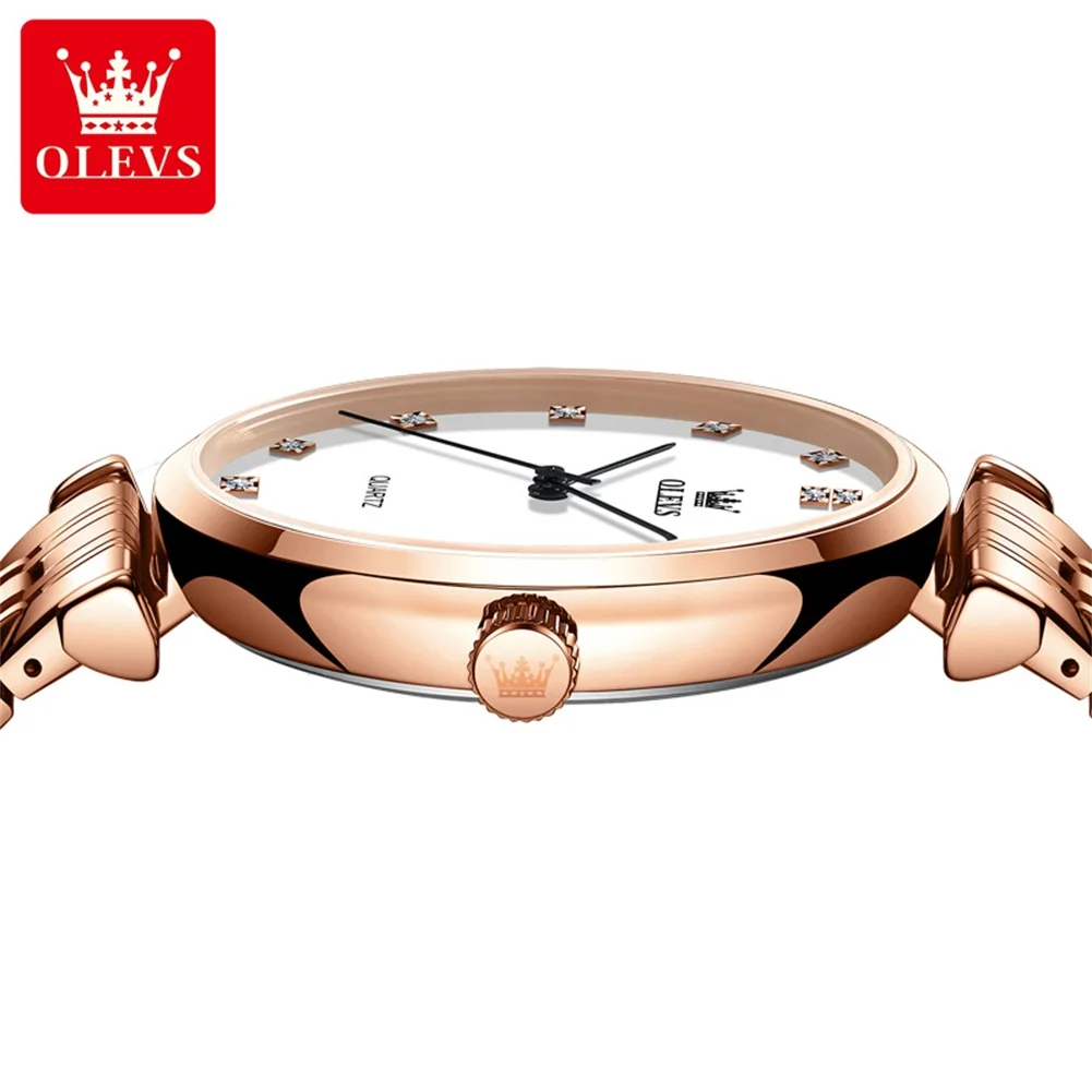 OLEVS-Relógio Quartzo Impermeável Masculino, Pulseira De Aço Inoxidável, Relógio De Pulso Simplicidade Masculina, Escala De Diamante, Original,