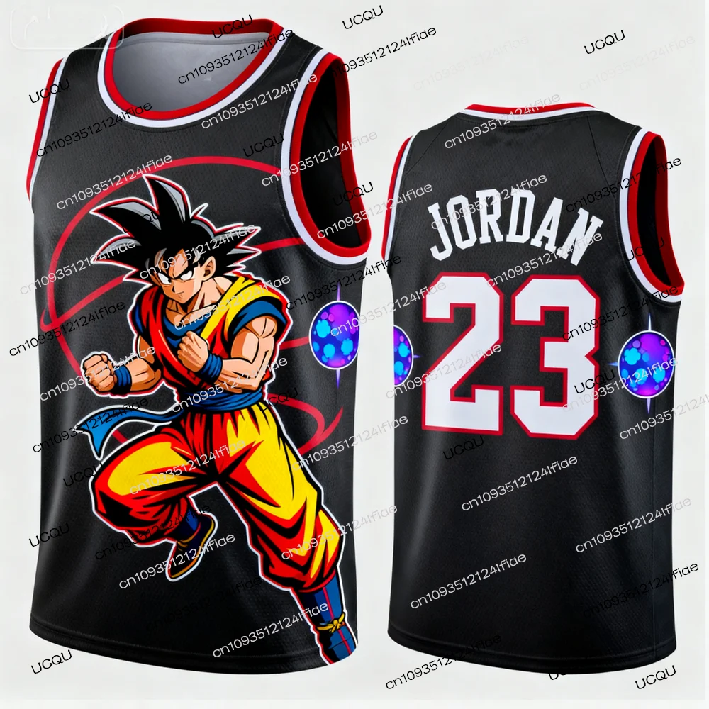 2025 جديد الأردن كرة السلة جيرسي لعبة دراغون بول Z طبعة خاصة كرة السلة للرجال جيرسي سترة الاطفال غوكو الكرتون سترة #3