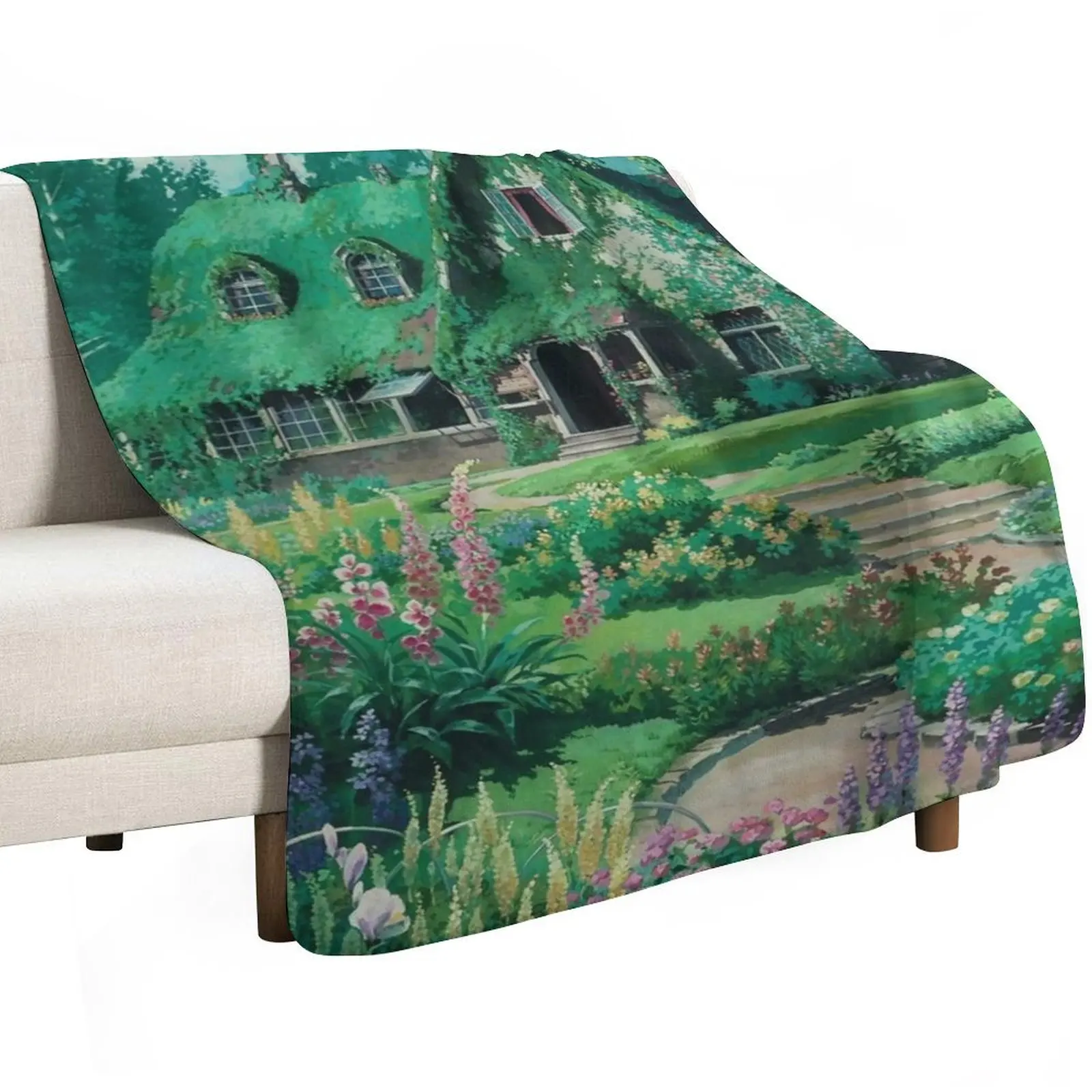 Anime Movie House with flowers Scenery Throw Blanket bed plaid Picnic Cute Beach For Sofa Thin Blankets 2