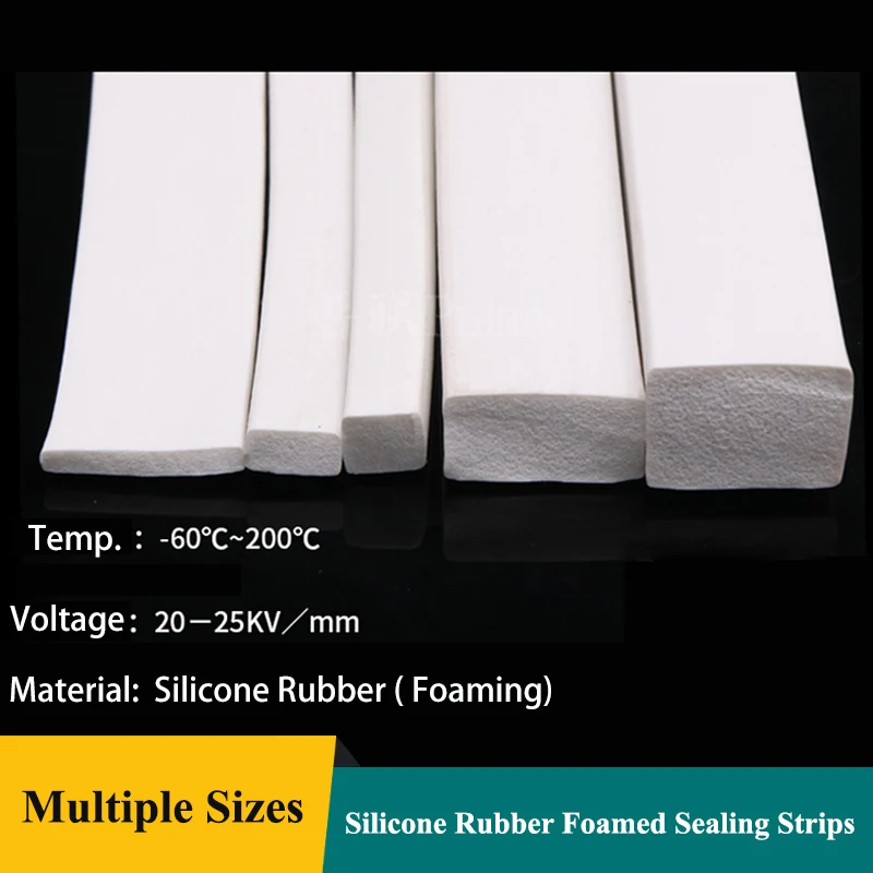 

1~20m Silicone Foamed Sealing Strips White Square Trim Seal Silicon Rubber Silicone Sponge Strips VMQ Door Windows Seal Gasket