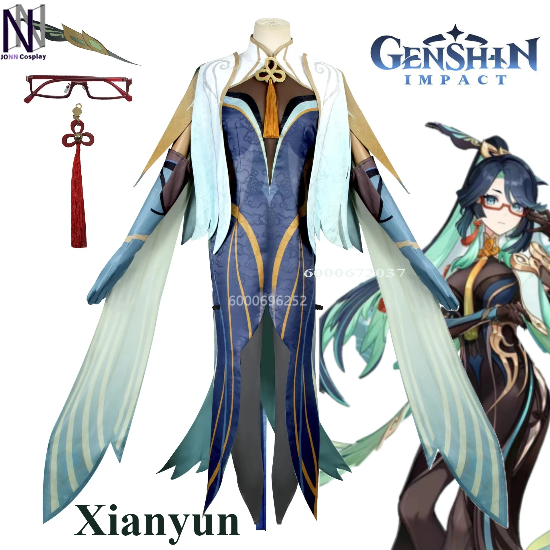 

Genshin Impact Xianyun Cosplay Costume Cloud Retainer Full Set Outfit Role Play Christmas Halloween Uniform Women Dress Hot Sale