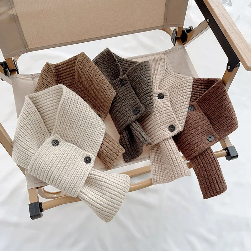 

Warm Baby Winter Scarfs for Girls Boys Casual Knitted Kids Neck Warmer Cross Children Scarves Baby Accessories 1-6Y